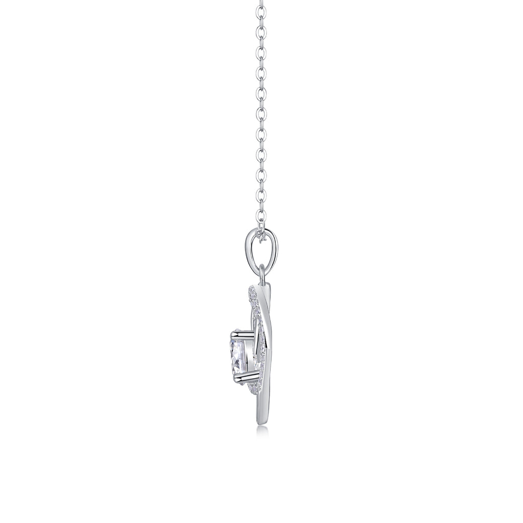 1Heart To Heart Interlocking Luxury Fashion Diamond Pendant Necklace Set With Mosan Diamond Silver Ornaments Prohibit TikTok sales
