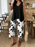 Women's Casual Elegant Printed Cropped Pants Set
