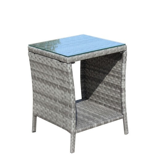 Outdoor Patio Furniture 1 Coffee Table With Clear Tempered Glass