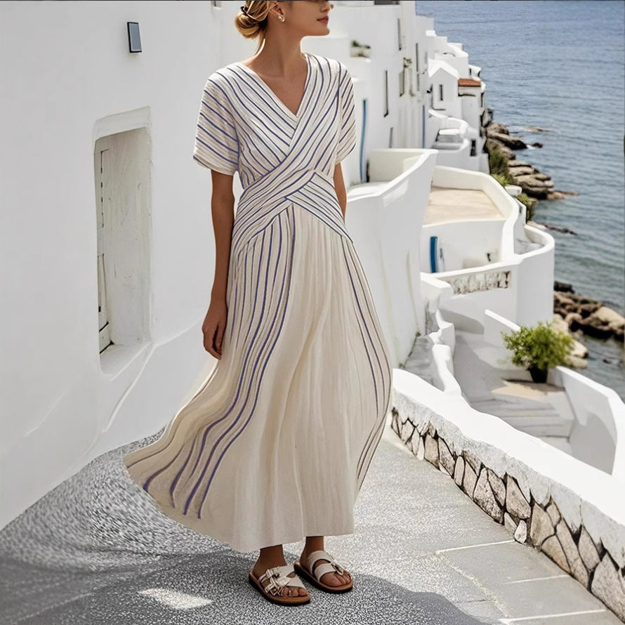 Women's Large Loose Striped Print Dress